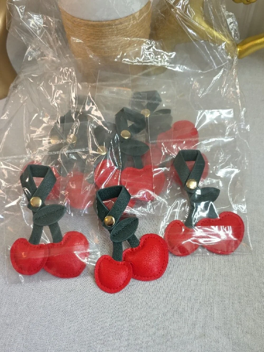 Red Cherry Heart 12 Count Bag Charms